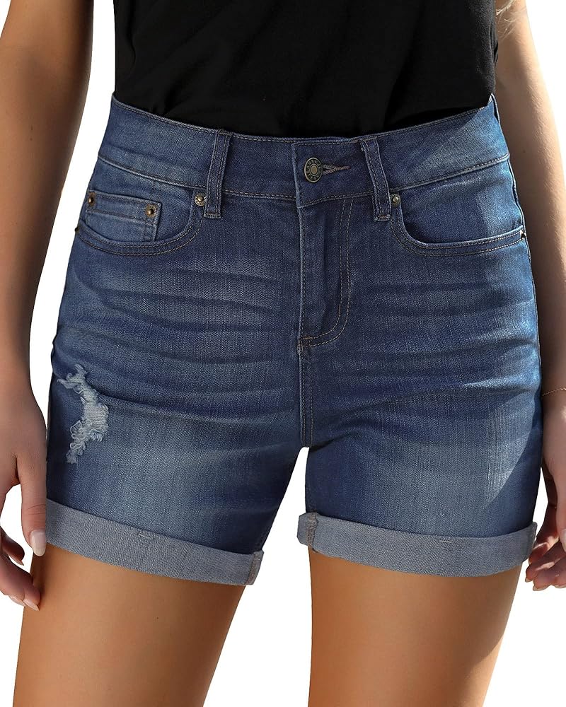 818ErPtI-OL._AC_UY1000_ Folded Hem Denim Shorts