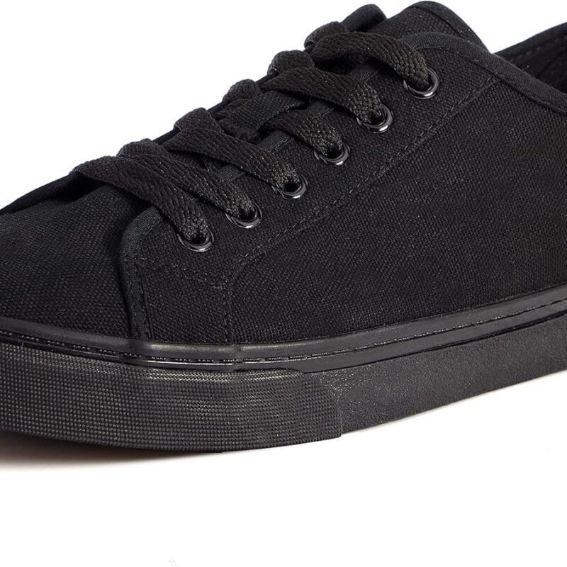 Low Top Canvas Sneakers for Men - Black
