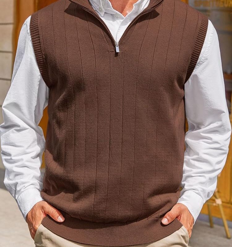 81dGKVDkJ6L._AC_UY1000_ Pull over sweater Vest - coffee