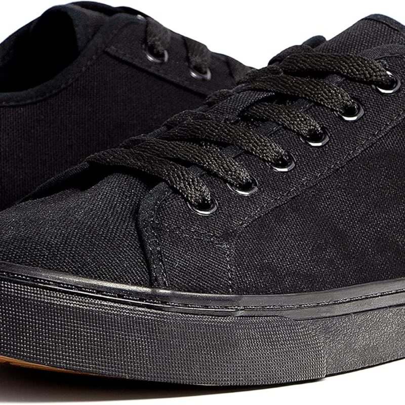 Low Top Canvas Sneakers for Men - Black