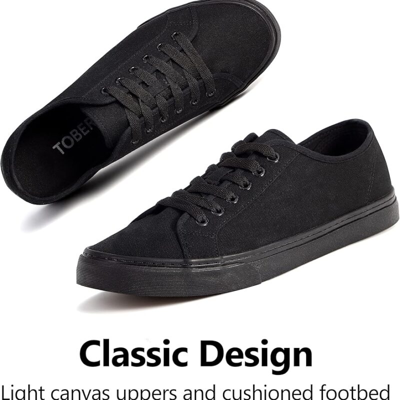 Low Top Canvas Sneakers for Men - Black