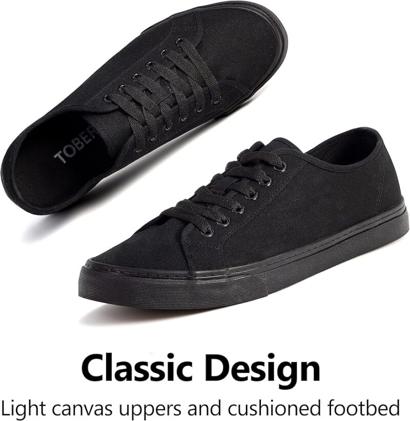 Low Top Canvas Sneakers for Men - Black