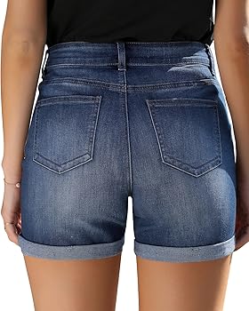 91hPvUroo2L._AC_UY350_ Folded Hem Denim Shorts