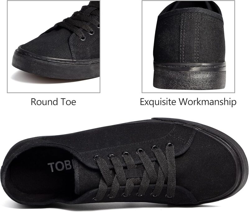 Low Top Canvas Sneakers for Men - Black