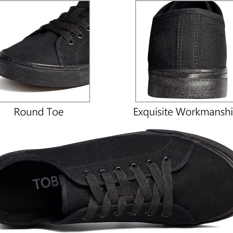 Low Top Canvas Sneakers for Men - Black