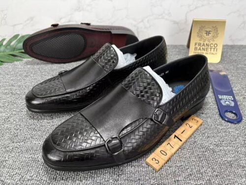 Men's Textured Strap Loafers - Black