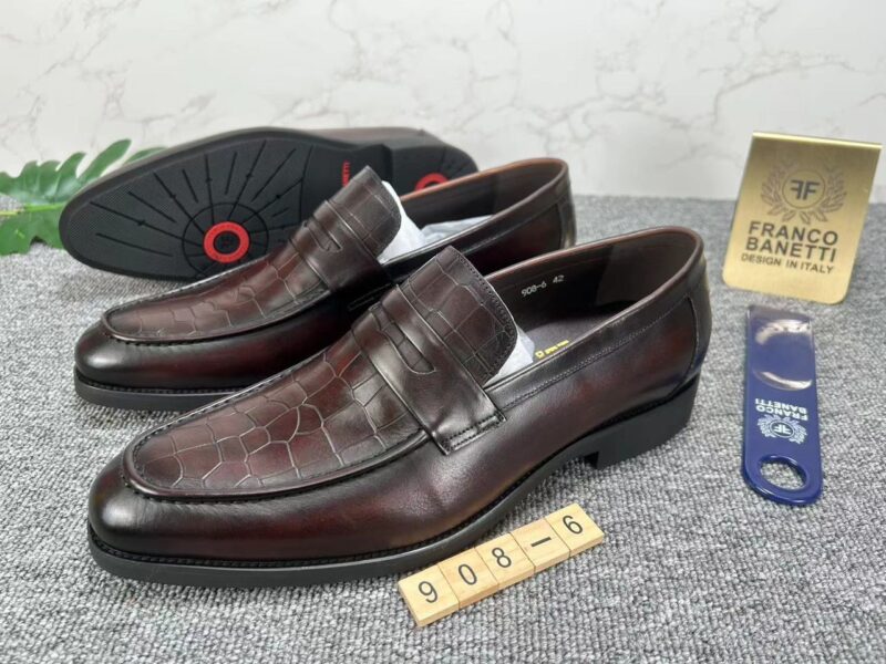 Men's Woven-Texture Loafers - Dark Brown