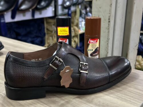 Men's Textured Strap-Loafer Dress Shoe - Dark Brown