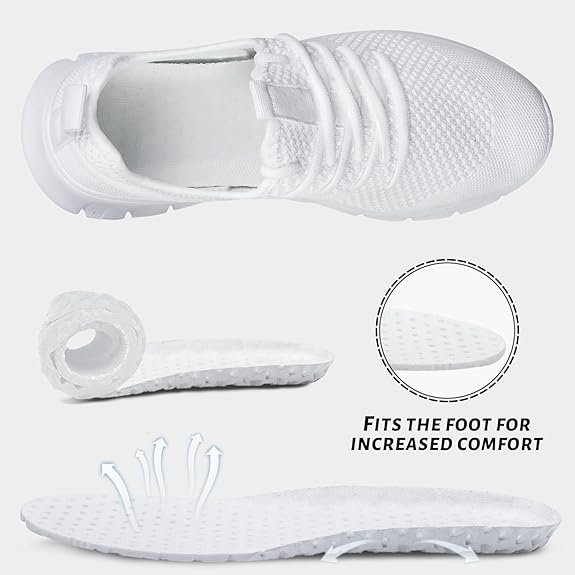 Women breathable running  Sneakers - White
