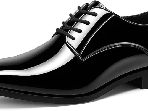 santonviva-12220-photo-fix Black formal lace-up shoe with a smooth glossy finish, shown from the side and front