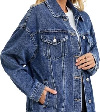 Womens Denim Jacket Oversized Fit - Blue
