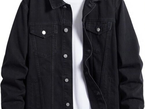 Mens Denim Jacket Oversized Fit - Black