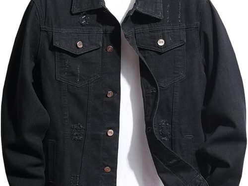 61g5csbirFL._AC_UY1000_ Unisex Denim Jacket Regular Fit - Black