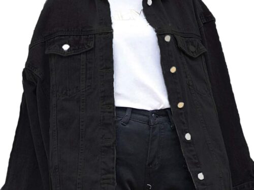 61lOBdJP2HL._AC_UY1000_ Unisex Denim Jacket Oversized Fit - Black