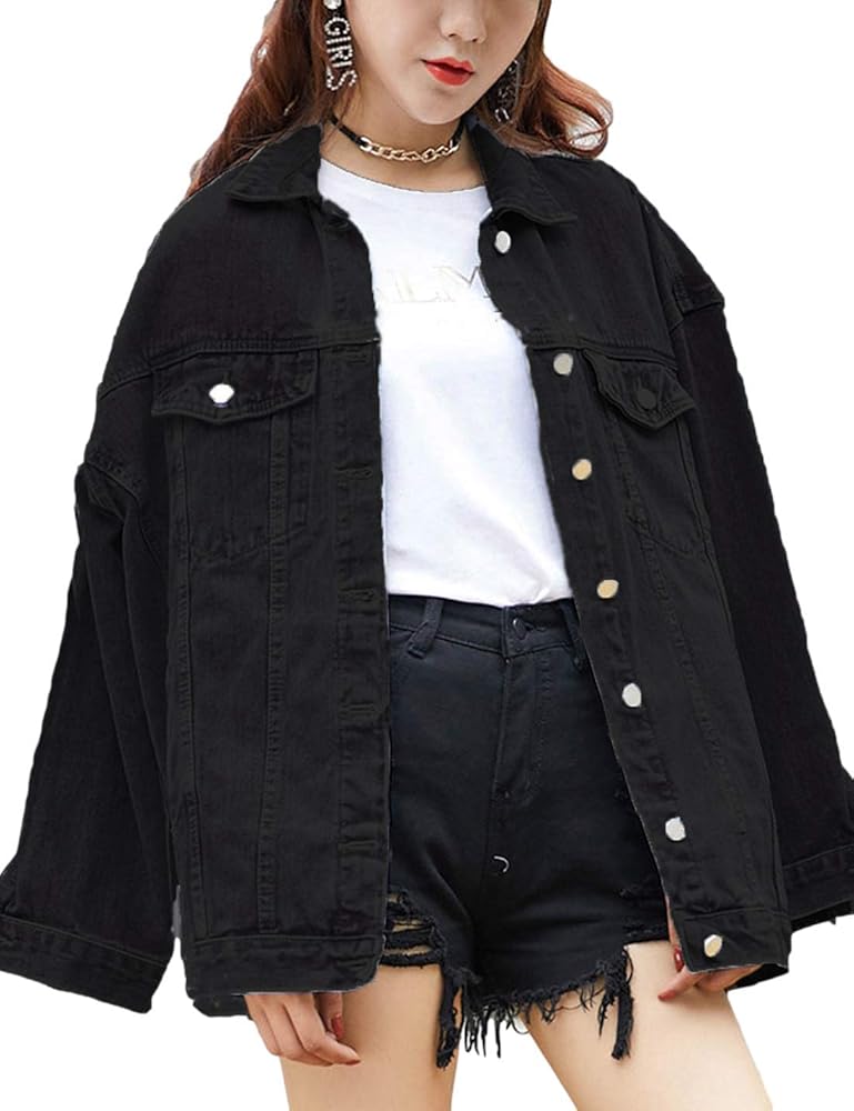61lOBdJP2HL._AC_UY1000_ Unisex Denim Jacket Oversized Fit - Black