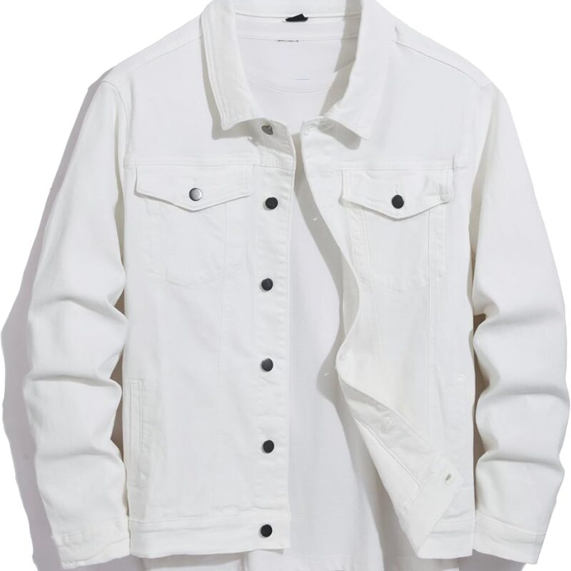 Mens Denim Jacket Slim Fit - White