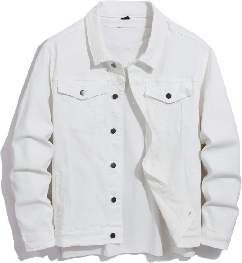 Mens Denim Jacket Slim Fit - White