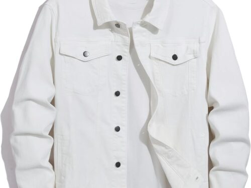 Mens Denim Jacket Oversized Fit - White