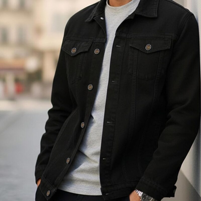 71EcHDDDCgL._AC_UY1000_ Mens Denim Jacket Slim Fit - Black