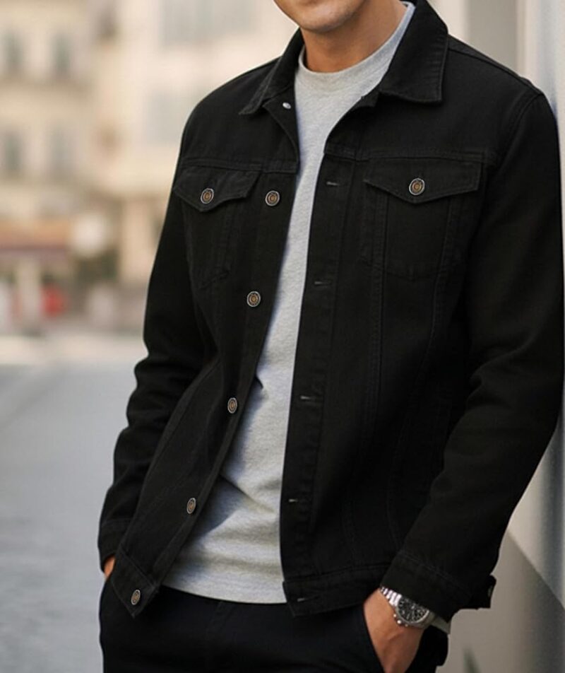 71EcHDDDCgL._AC_UY1000_ Mens Denim Jacket Slim Fit - Black