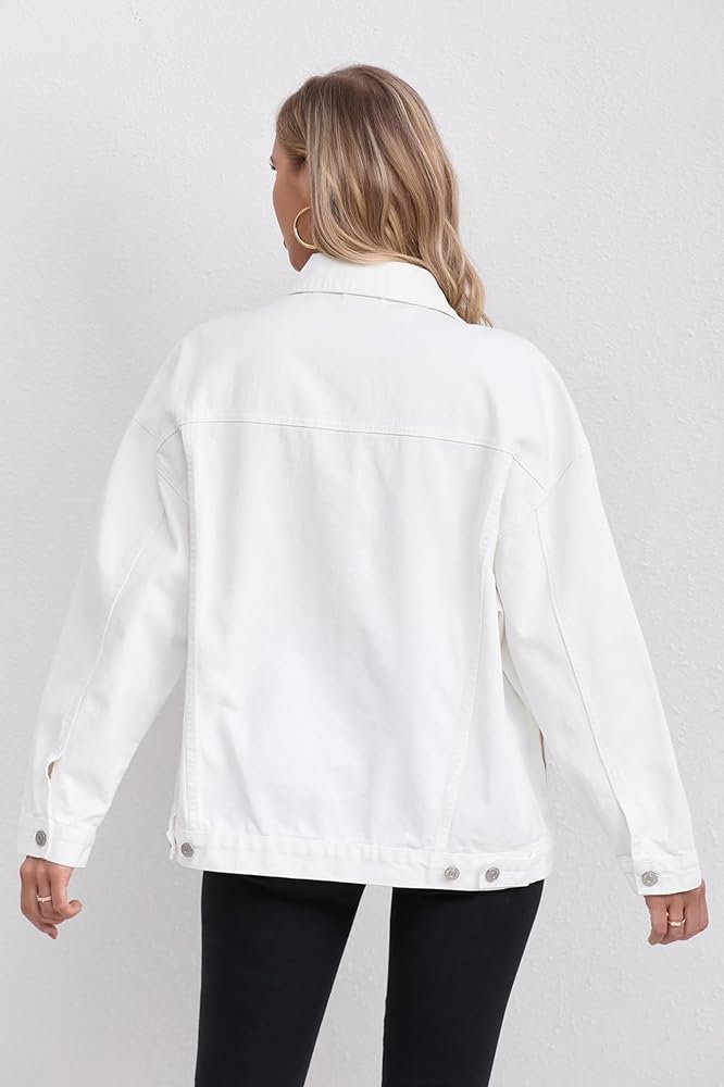 Womens Denim Jacket Oversized Fit - White