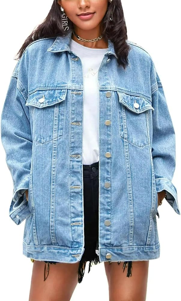 71ye7MP2+ML._AC_UY1000_ Unisex Denim Jacket Oversized Fit - Light Blue