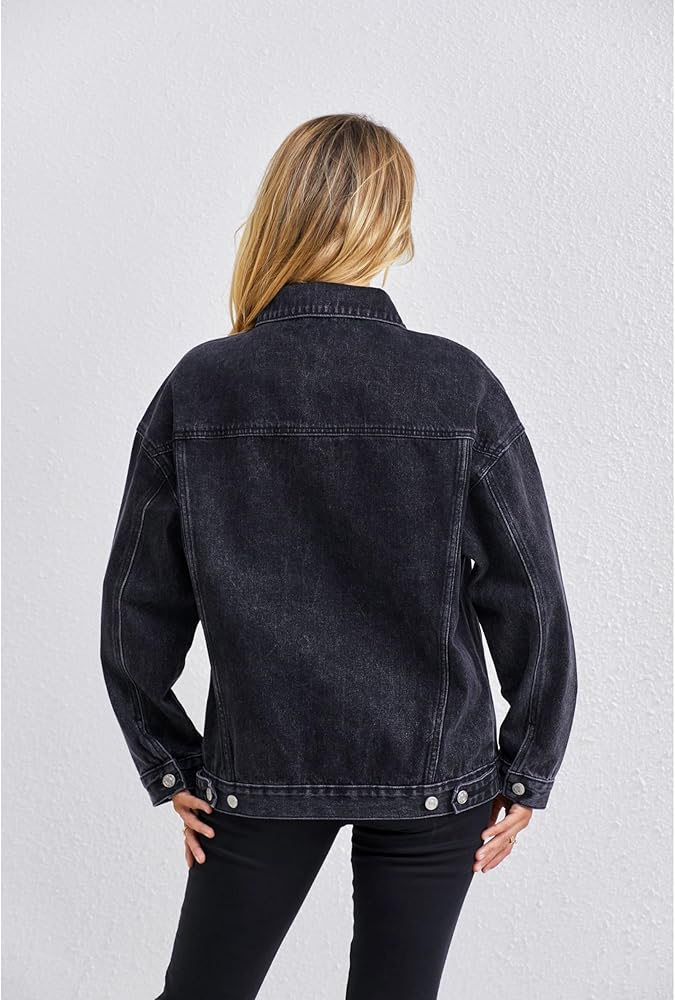 Womens Denim Jacket Oversized Fit - Black