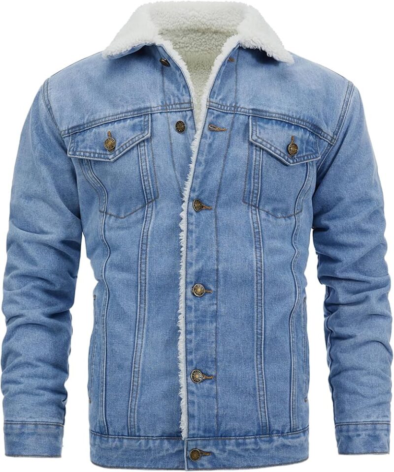 81005rsXK3L._AC_UY1000_ Unisex Denim Jacket Regular Fit - Light Blue