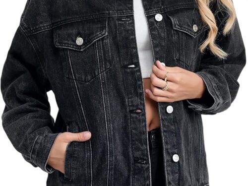 Womens Denim Jacket Oversized Fit - Black