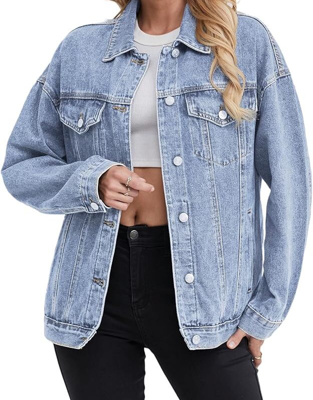 81A+r90DohL._AC_UY1000_ Womens Denim Jacket Oversized Fit - Light Blue