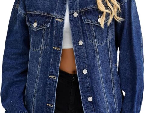 Womens Denim Jacket Oversized Fit - Navy