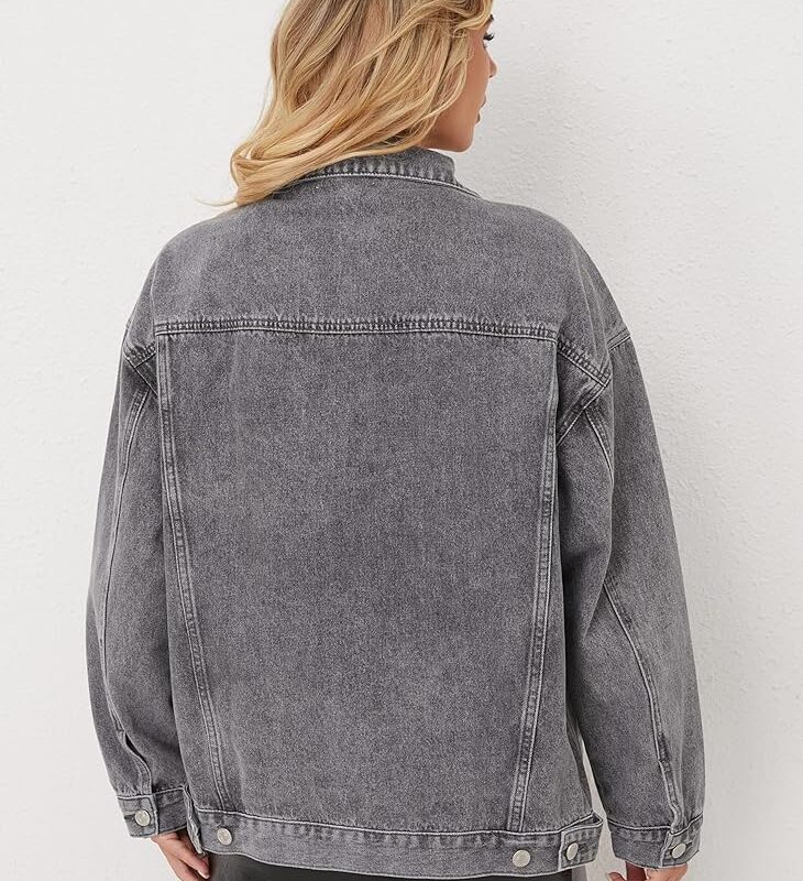 Womens Denim Jacket Oversized Fit - Grey