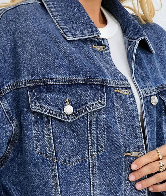 Womens Denim Jacket Oversized Fit - Blue