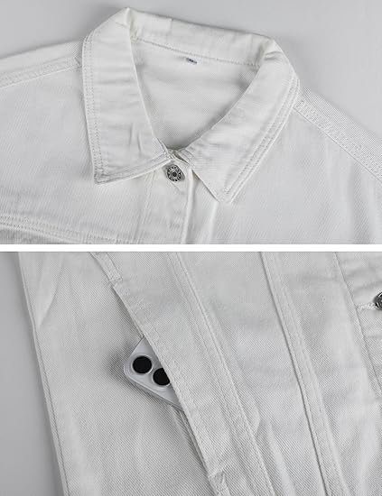 Women Denim Jacket Oversized Fit - White
