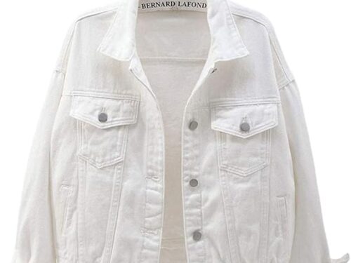 unisex-denim-jackect-white Women Denim Jacket Oversized Fit - White