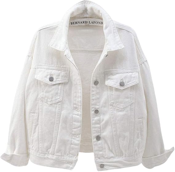 Women Denim Jacket Oversized Fit - White