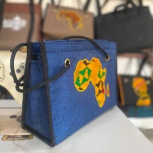 Africa Map Blue Handbag