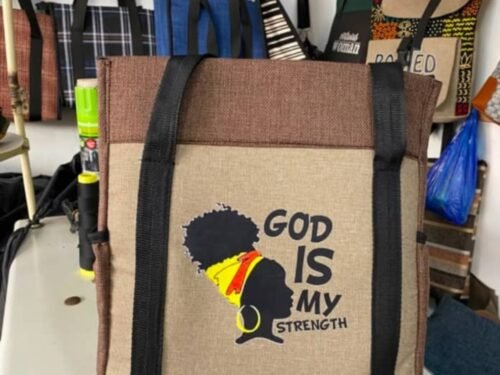 hamsa-product-11 God Is My Strength Tall Tote Bag