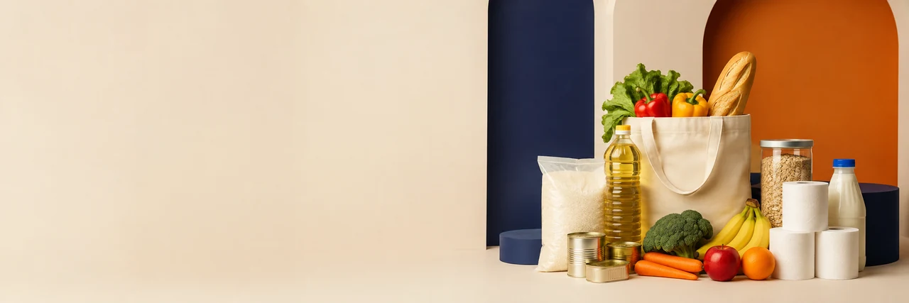 Fresh groceries and everyday household essentials