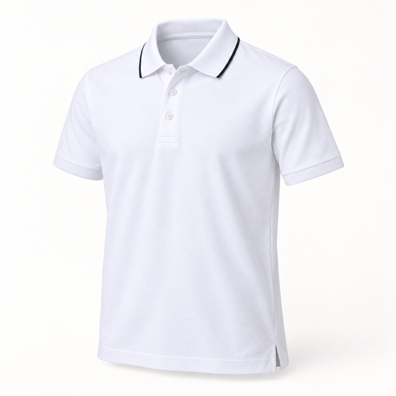 Men's White Short-Sleeve Polo Shirt – Sizes S–XXL – Style 0182