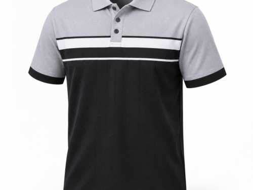 svd-sv-0185-clean-01 Men's Grey and Black Polo Shirt – Sizes M–XXL – Style 0185