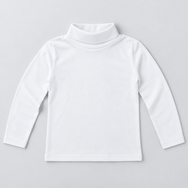 svd-sv-0368-clean-01 Kids' White Long-Sleeve Turtleneck Top – Style 0368