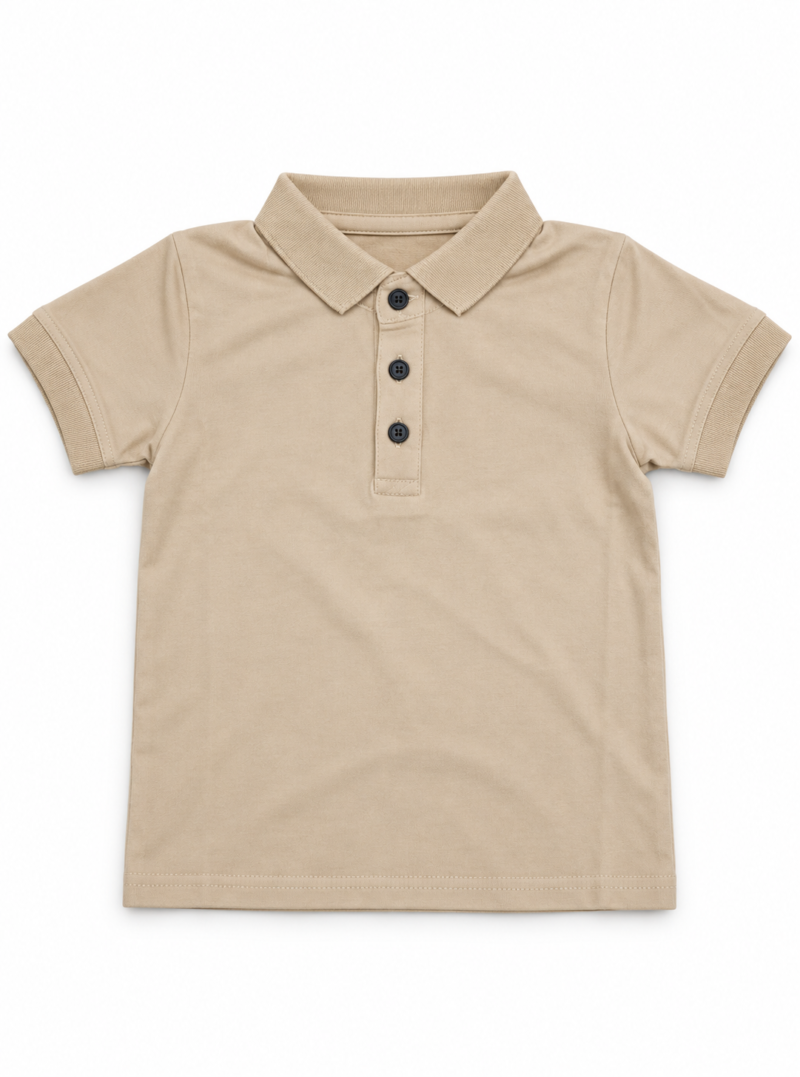 svd-sv-0373-clean-01 Kids' Beige Short-Sleeve Polo Shirt – Style 0373
