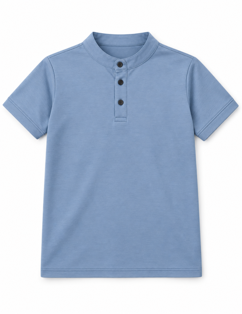 svd-sv-0375-clean-01 Kids' Light Blue Short-Sleeve Henley Shirt – Style 0375