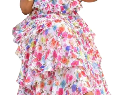 Floral Halter Tiered Maxi Dress – Style 0894