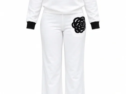 Floral-Applique Sweater Trouser Set – Style 0907