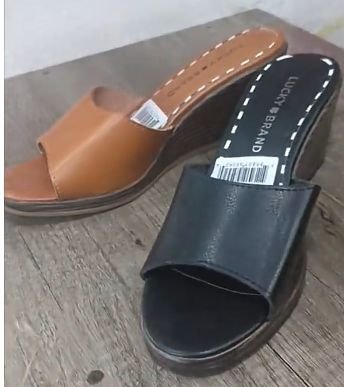 Open-Toe Wedge Sandals – Black and Brown
