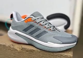 Grey and Orange Lace-Up Sneakers