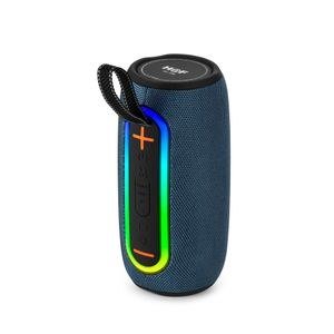 Blue Cylindrical Speaker with Side Control Strip