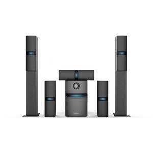 Dark Multi-Speaker System with Blue Accent Bands
